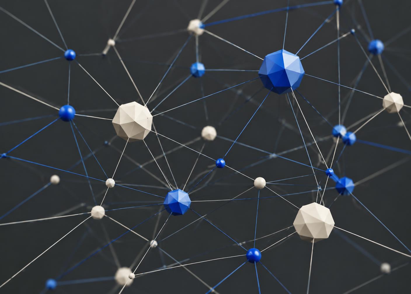 Abstract network of connected nodes representing system architecture